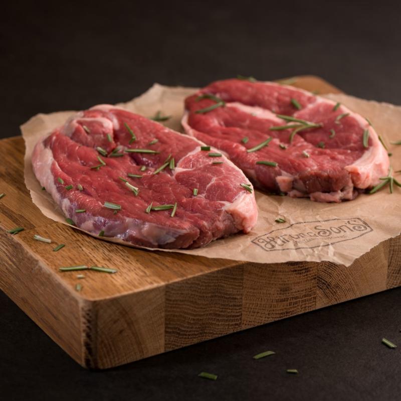 hiron and sons artisan butchers bideford lamb steaks wooden board